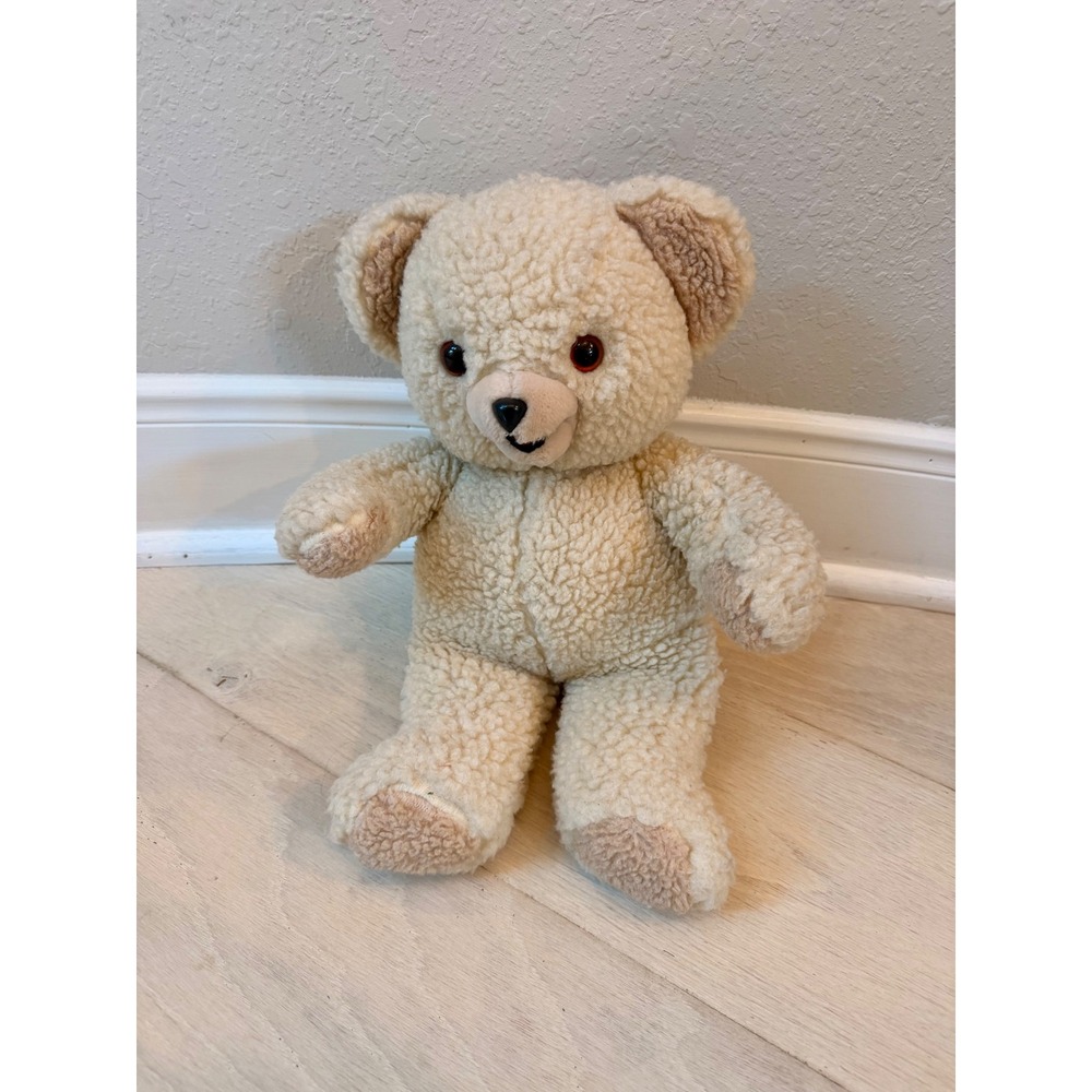 Vintage 1985 Russ Berrie Snuggle Teddy Bear Plush Cream Sherpa Stuffed Animal